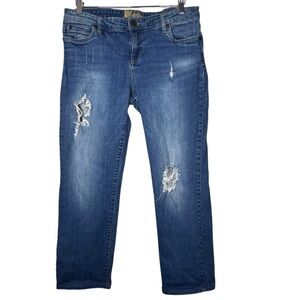 Kut from the Kloth Straight Leg Distressed Blue Jeans - Size 12